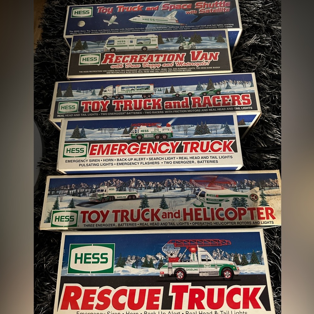 Lot of 6 Hess Trucks - 1994, 95, 96, 97, 98, 99. Sold only as a set!